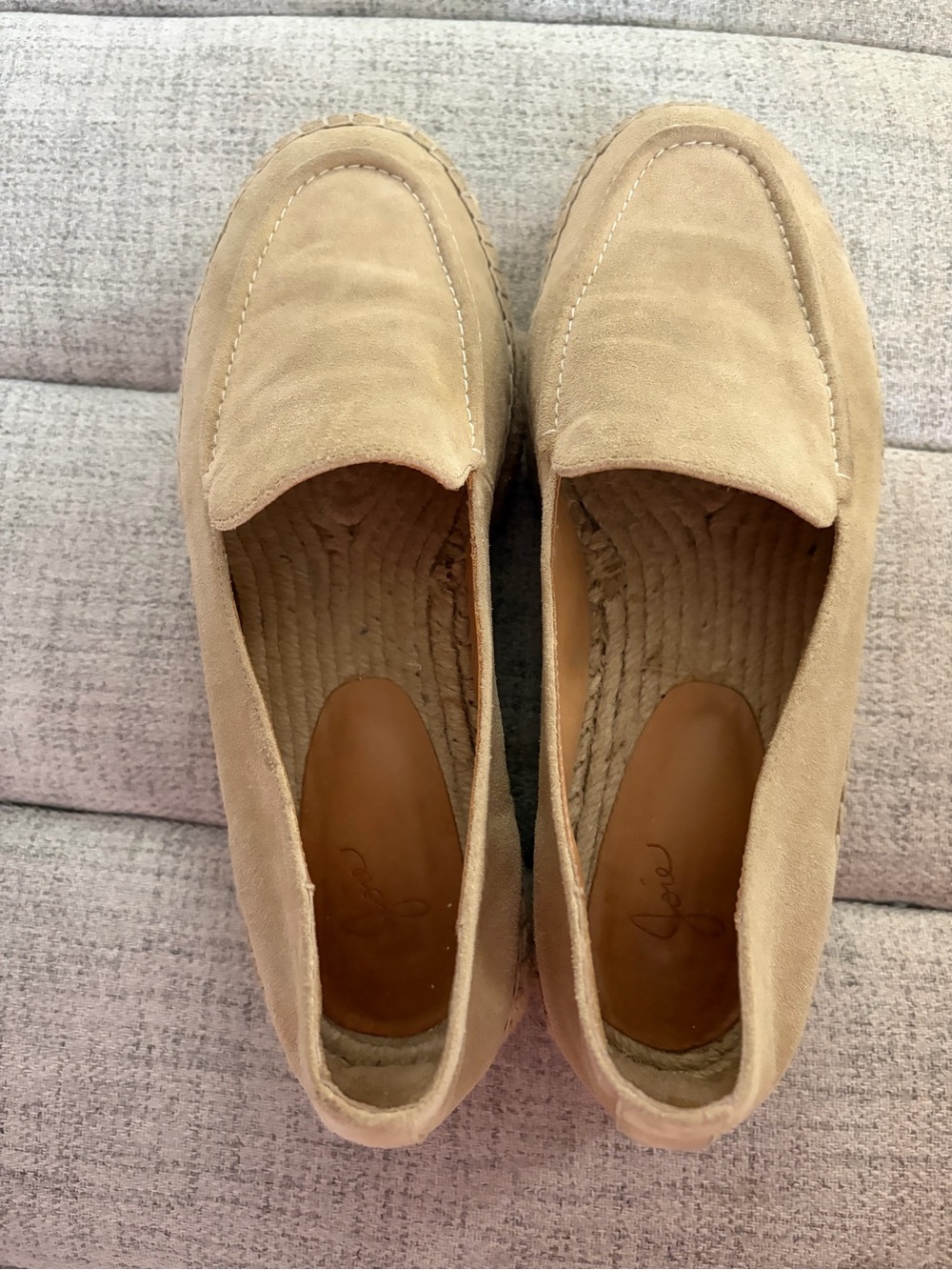 Joie Beige Suede Slip-On Loafers